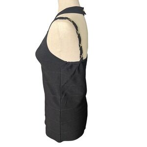 Cache Black Halter Chain Strap Bandage‎ Knit Tank Top Party Clubwear Sz Small